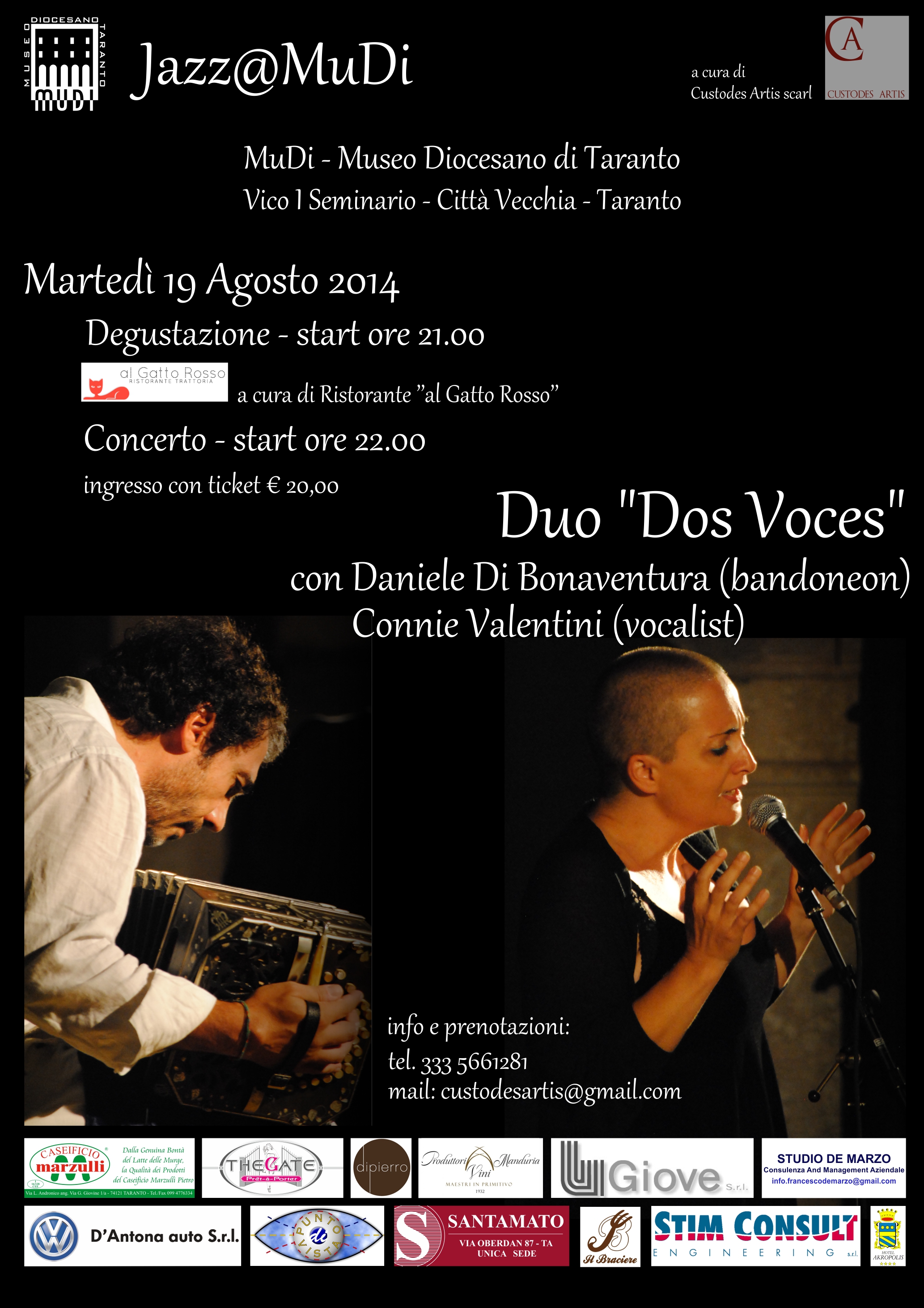 TARANTO. Jazz@MuDi – Daniele Di Bonaventura  & Connie Valentini: “DOS VOCES”