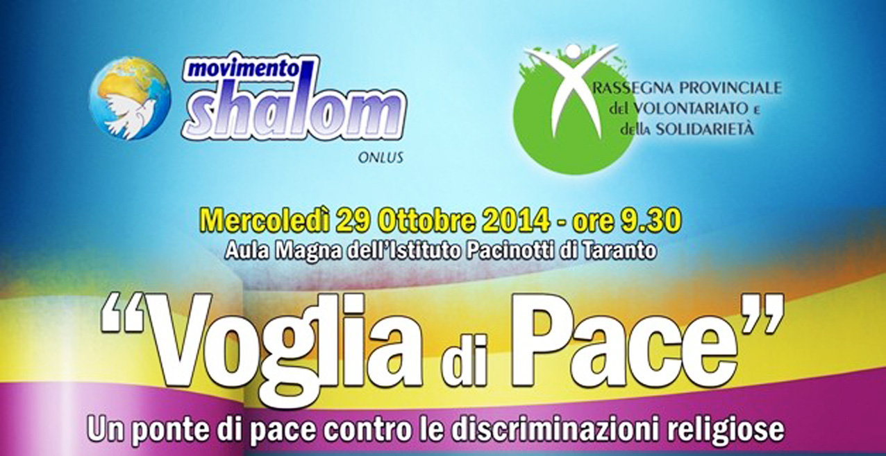 TARANTO. Domani cresce la “Voglia di Pace” nei giovani