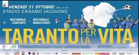 Cresce l’attesa per la partita  “Taranto per la vita”