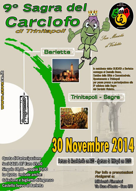 Sava Cè. GITA DOMENICA 30.11.2014 BARLETTA-TRINITAPOLI-SAGRA DEL CARCIOFO VIOLETTO‏