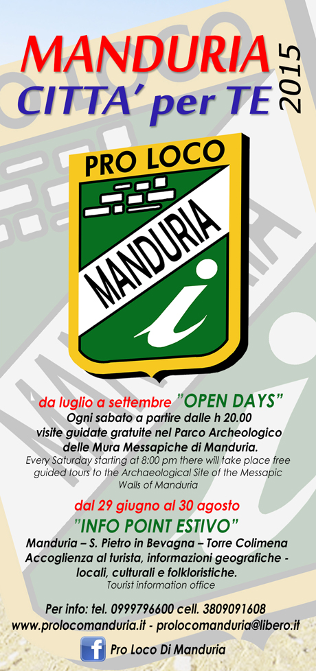 MANDURIA. Pro loco: “Programmazione eventi anno 2015”