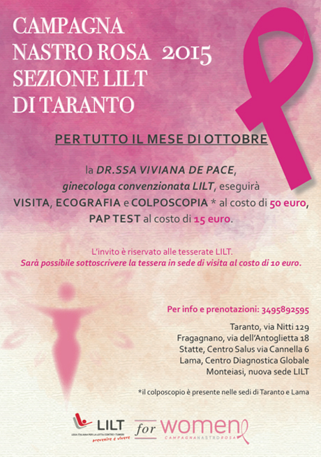 Ottobre ricco di iniziative per il Nastro Rosa della Lilt di Taranto