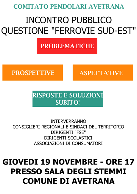 AVETRANA. Incontro su problematica trasporto pubblico‏