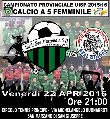 Campionato provinciale UISP. Calcio a 5 femminile. ATLETIC SAN MARZANO – Real Ginosa‏