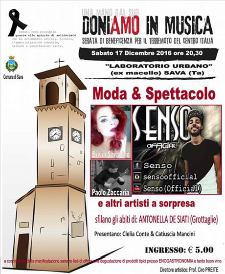 SAVA. Una mano dal sud. DONIAMO IN MUSICA. Serata in beneficienza