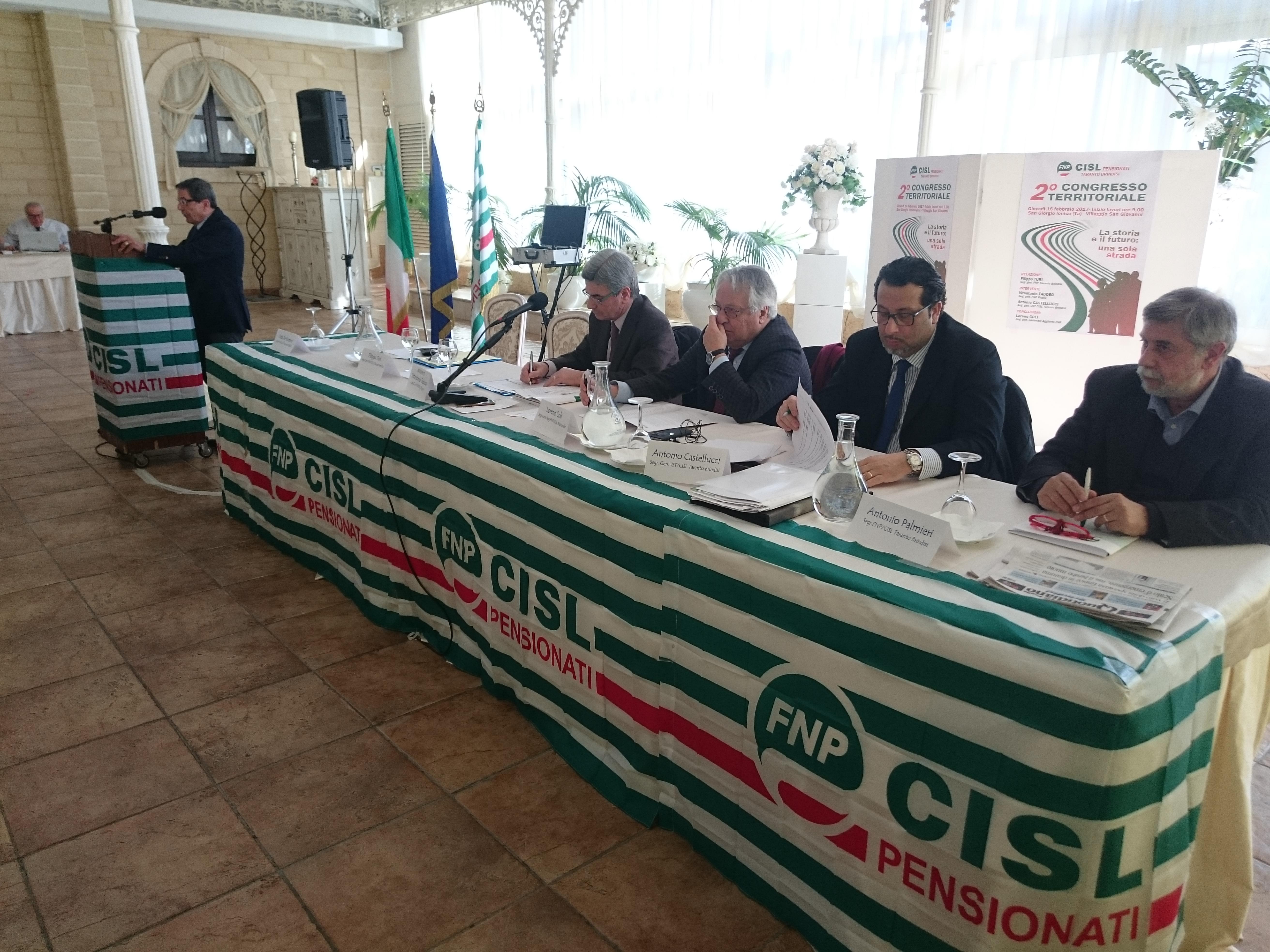 CELEBRATO IL 2° CONGRESSO DELLA FEDERAZIONE  PENSIONATI CISL TARANTO BRINDISI