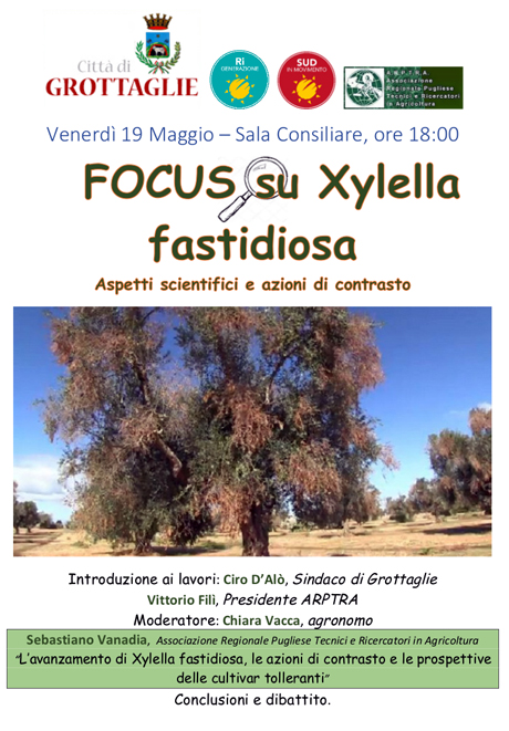 GROTTAGLIE. “Emergenza Xylella”. Incontro informativo sullo stato dell’arte organizzato da Sud in Movimento e Rigenerazione