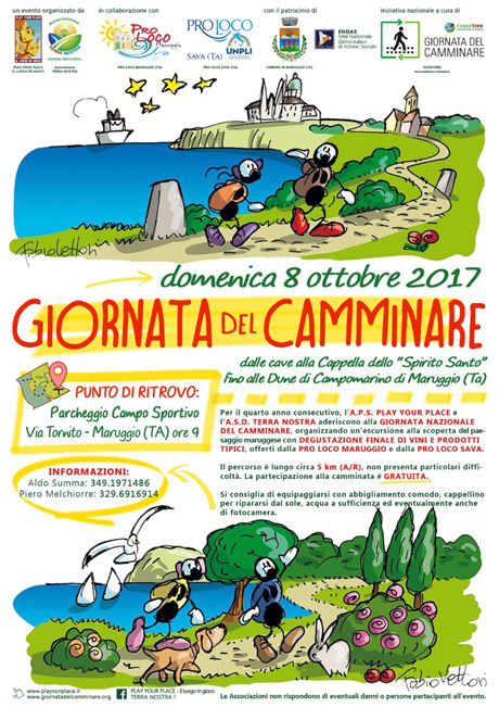 Domenica 8 ottobre: giornata del camminare a Maruggio e Campomarino