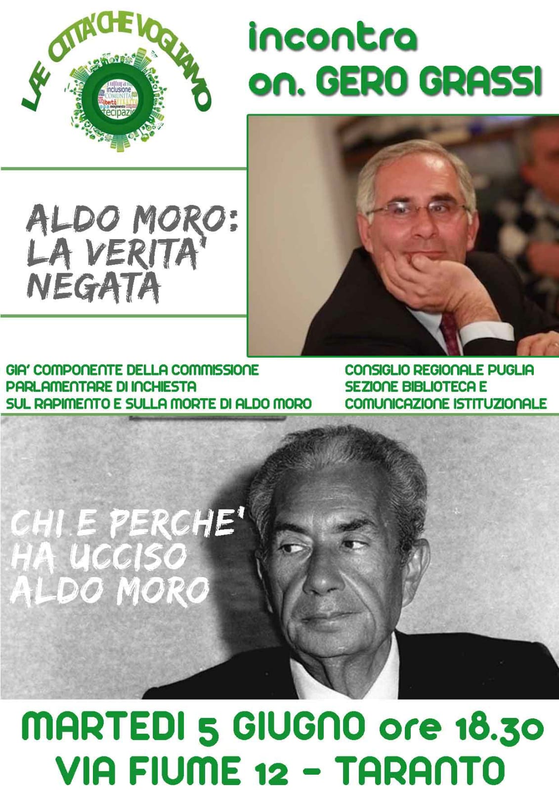 TARANTO. Chi e perché ha ucciso Aldo Moro? L’on. Gero Grassi incontrerà la cittadinanza