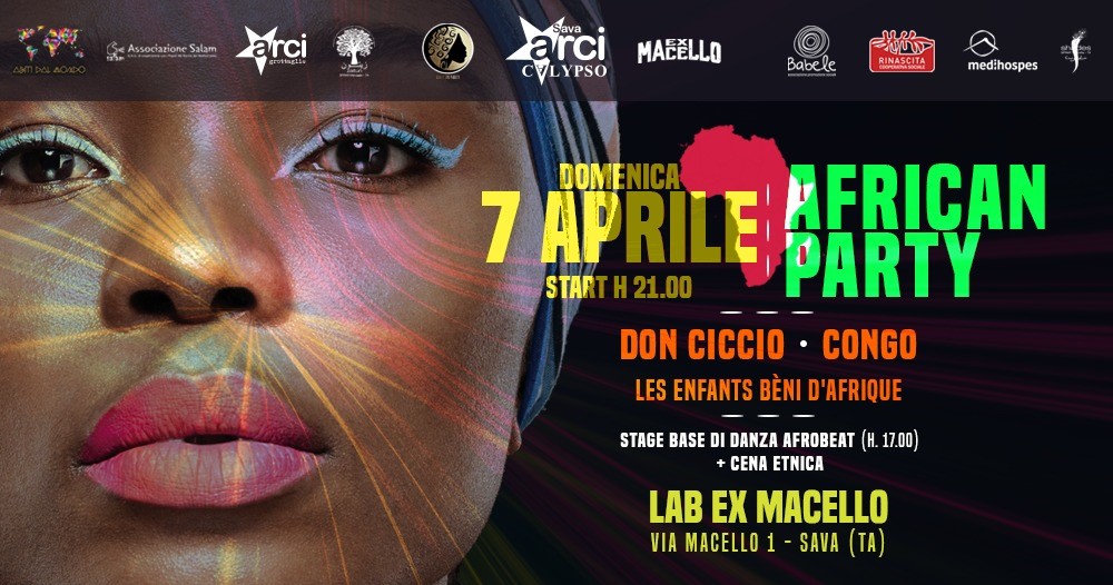 SAVA. Arci Calypso. African Party. Accoglienza, integrazione e fratellanza