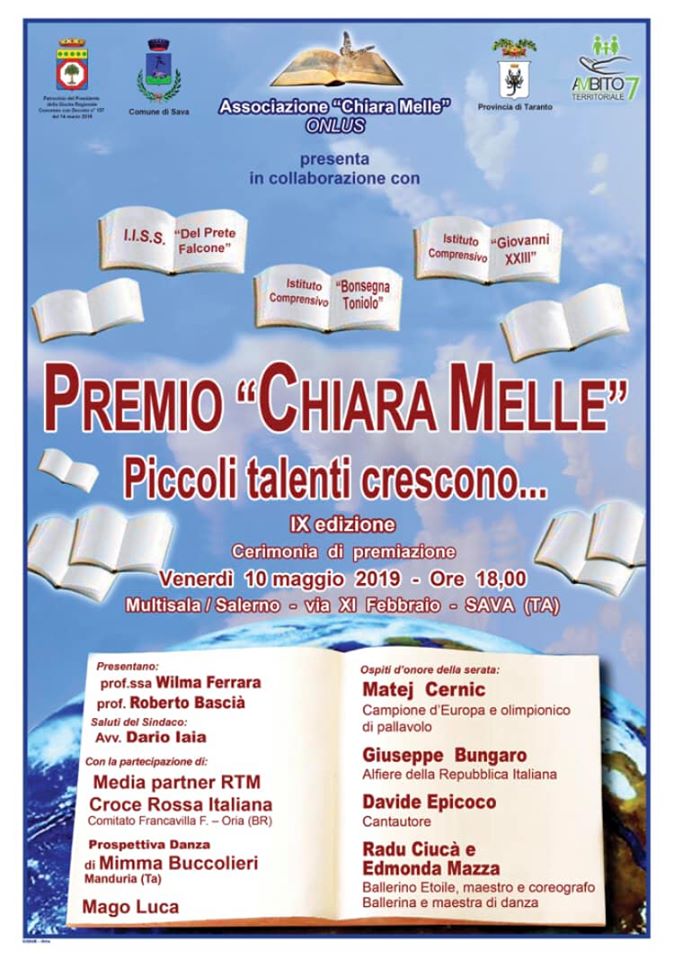 Sava. E’ ARRIVATO ALLA IX EDIZIONE IL PREMIO “CHIARA MELLE ”- PICCOLI TALENTI CRESCONO…