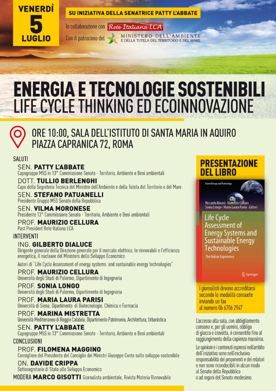 ROMA. Convegno sulle energia e la tecnologie sostenbili, un’iniziativa della Senatrice L’Abbate