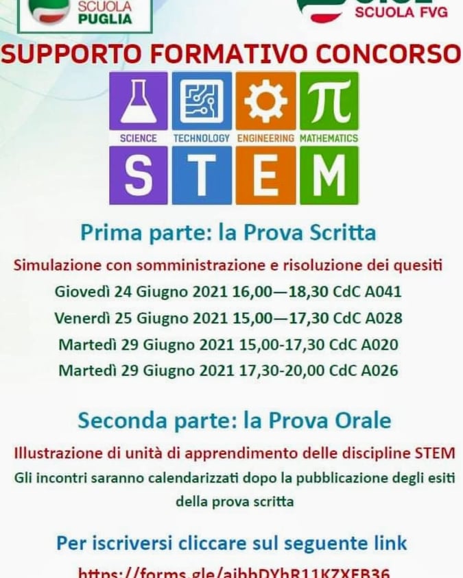 Cisl Scuola Puglia e Cisl Scuola FVG. SUPPORTO FORMATIVO CONCORSO STEM