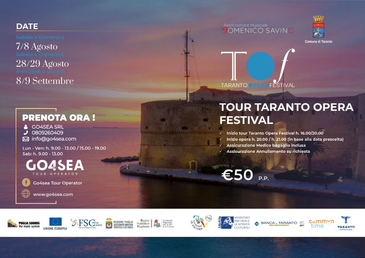 Taranto Opera Festival 2021. L’opera lirica internazionale ed i percorsi turistici