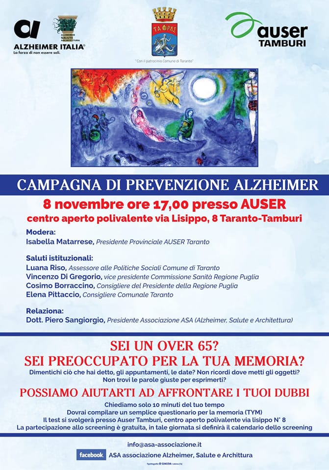 TARANTO. L’Auser Tamburi contro l’Alzheimer