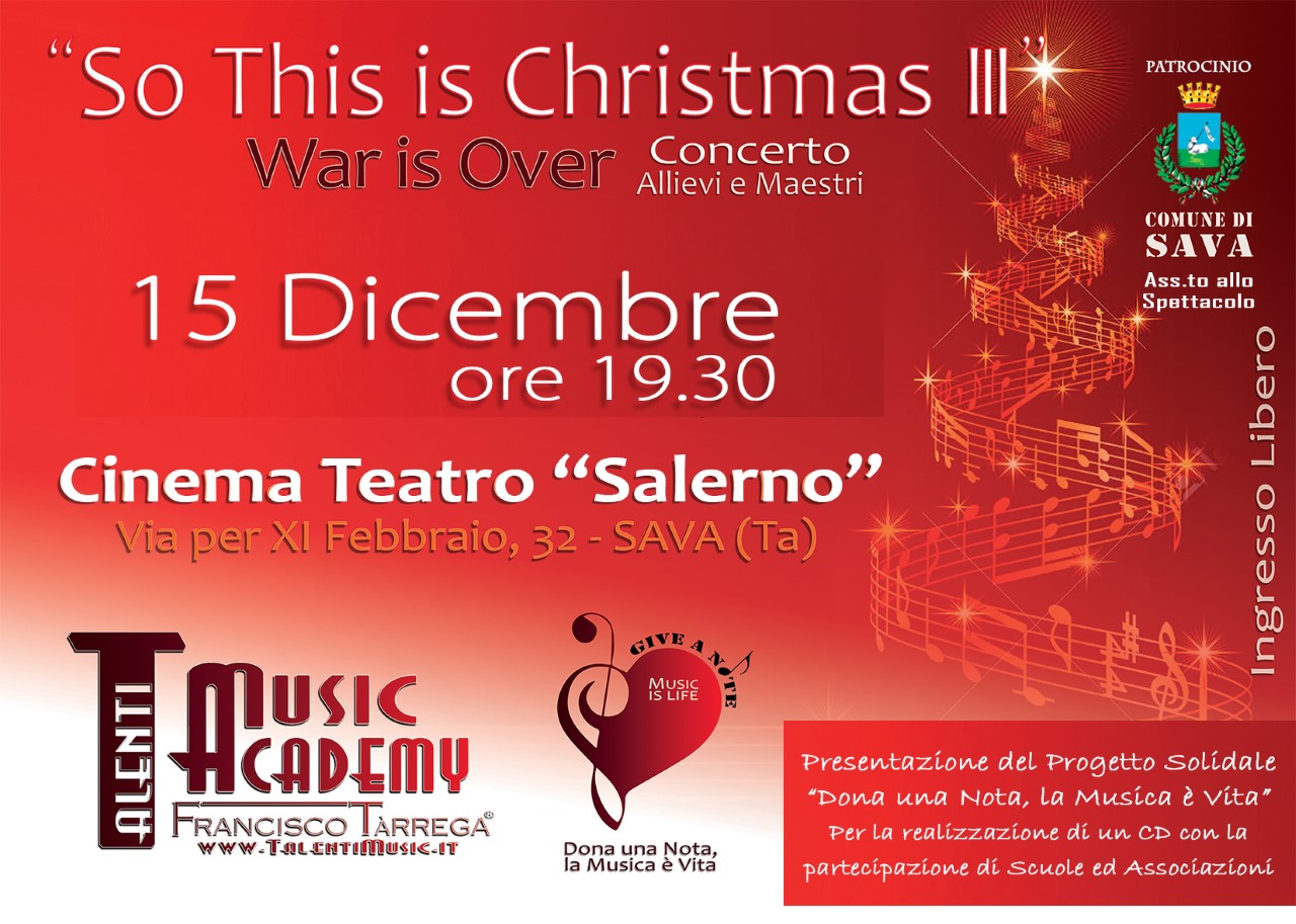 SAVA (Ta). Maestri della Talenti Music Academy: “Dona una Nota – So this is Christmas III” 2023